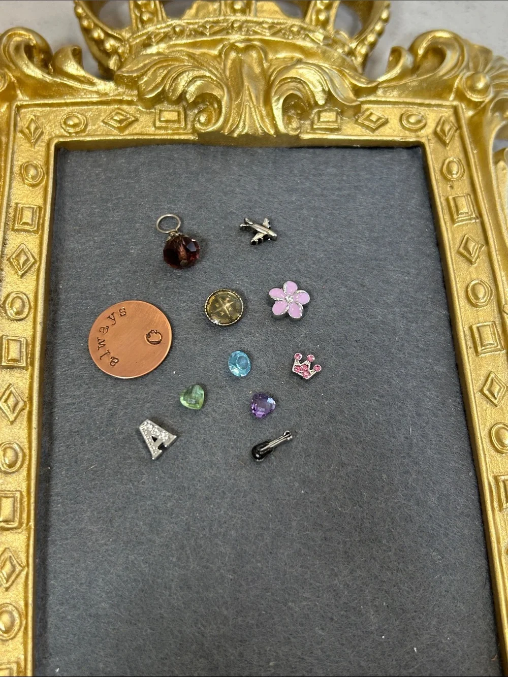 Bundle of Origami Owl Assorted Charms with Copper md disc and Multicolor Stones